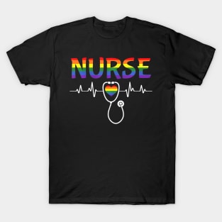 Nurse LGBTQ Gay Pride Flag Registered Nursing RN T-Shirt